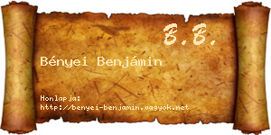 Bényei Benjámin névjegykártya